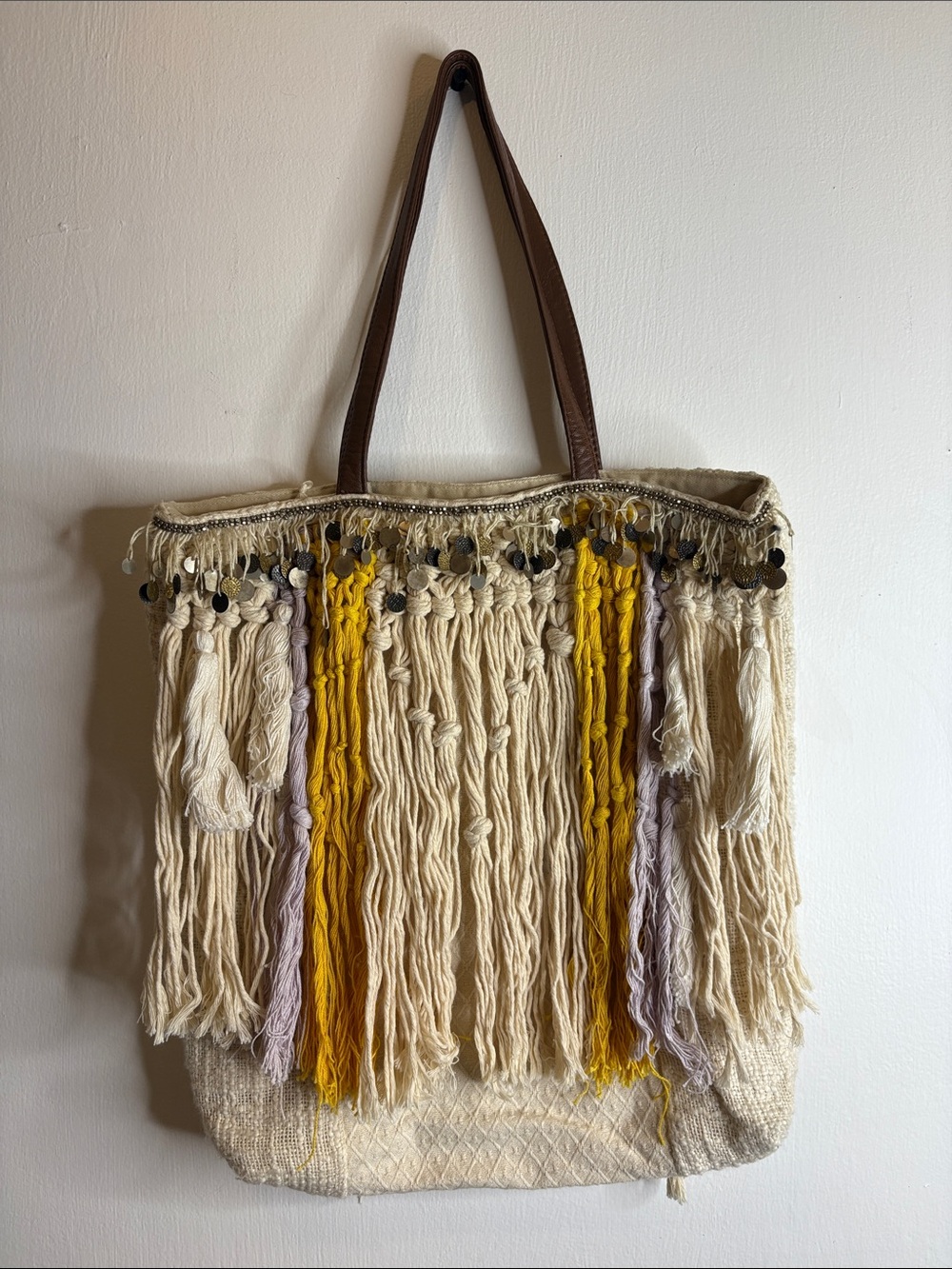 Anthropologie Jasper & Jeera boho bohemian tassel tote bag